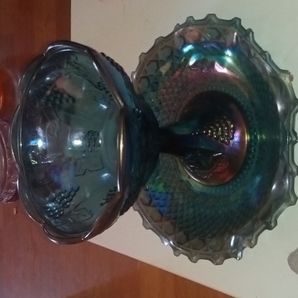 Multicolored glass antique grape set candy dish - Picture 2 of 4